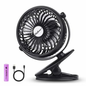 Best Fan for using with a Peloton Bike or Tread: SkyGenius Battery Operated Clip on Mini Desk Fan