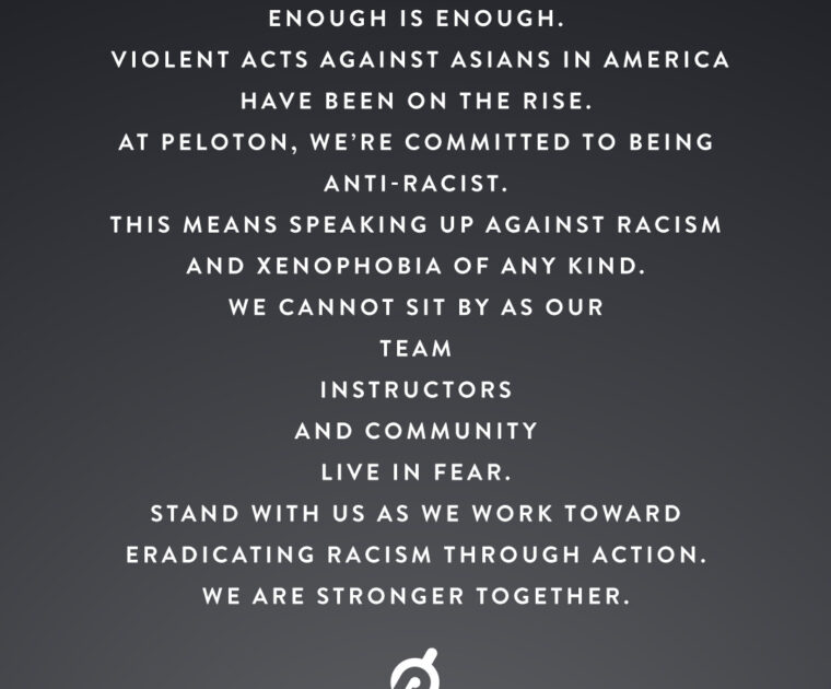 Screenshot of Peloton social media post.