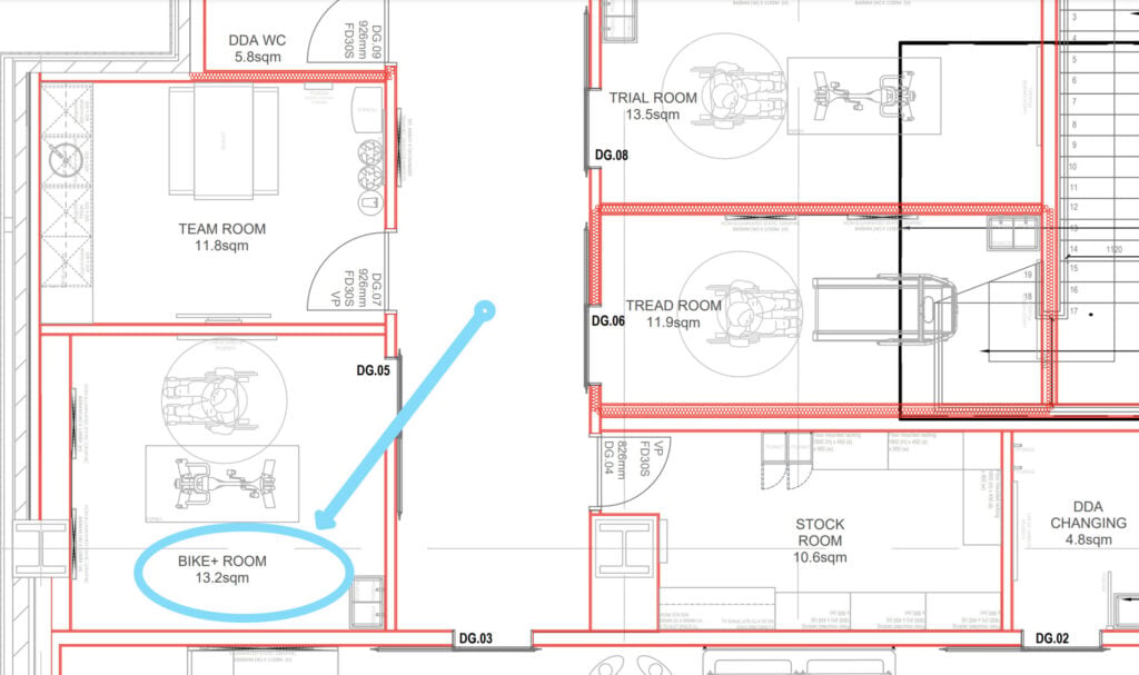 Screenshot of Peloton Showroom building plan