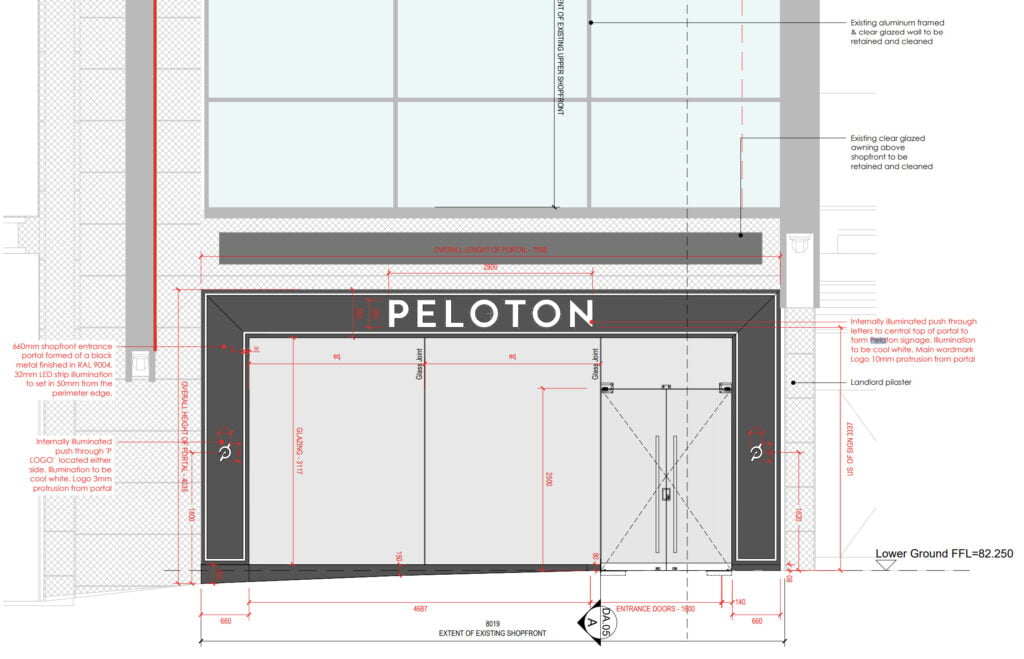 Screenshot of Peloton signage from building permit.