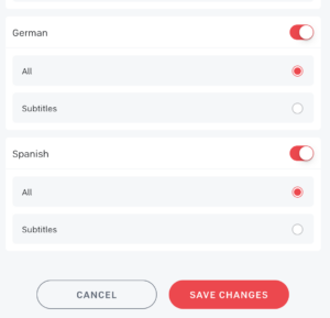 Screenshot of the Spanish language Peloton filter.