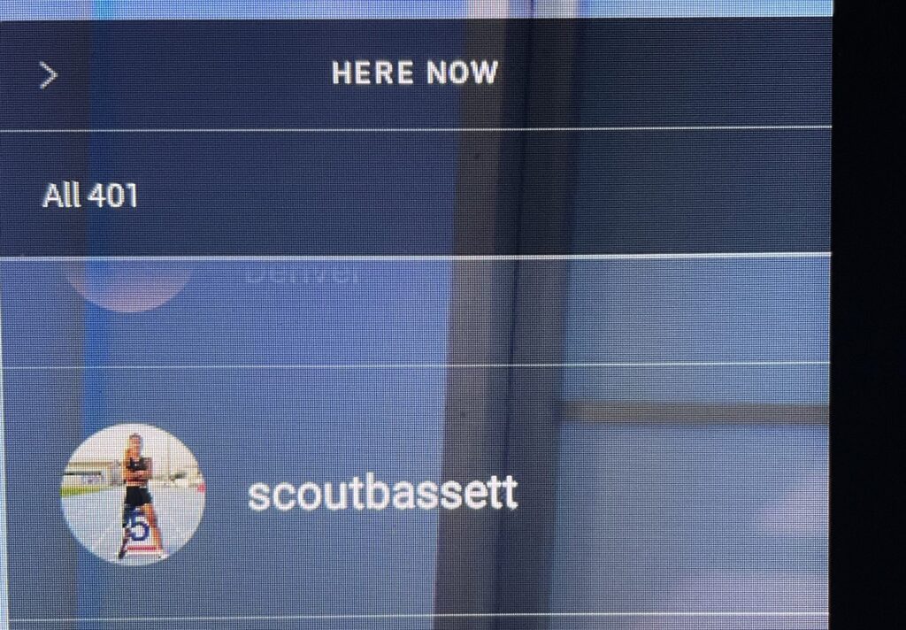 Screenshot of Scout Bassett during the Adrian Williams class.