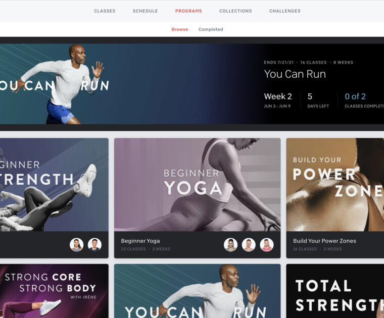 Screenshot of Peloton Program on Peloton Website.