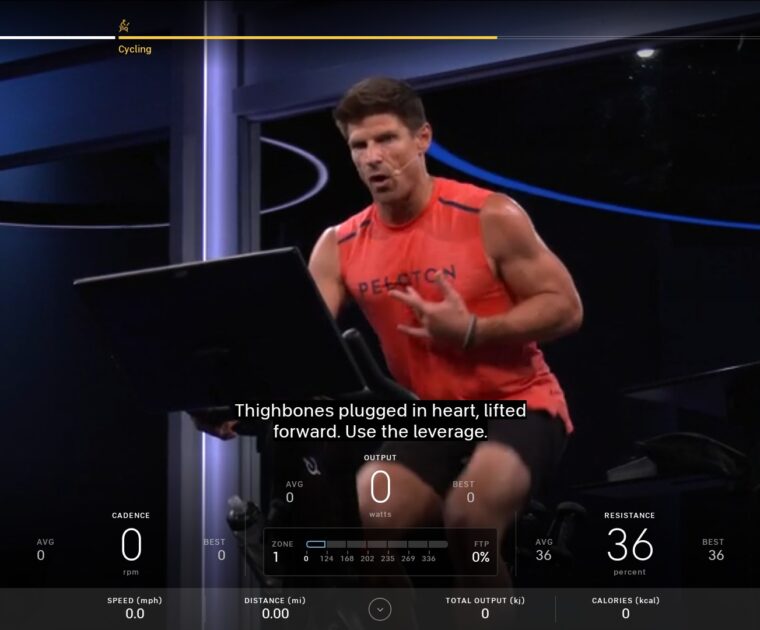 Example of subtitles on a live class, from Denis Morton's ride this morning.