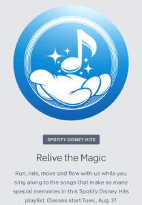 Peloton x Disney classes (Spotify Disney Hits).