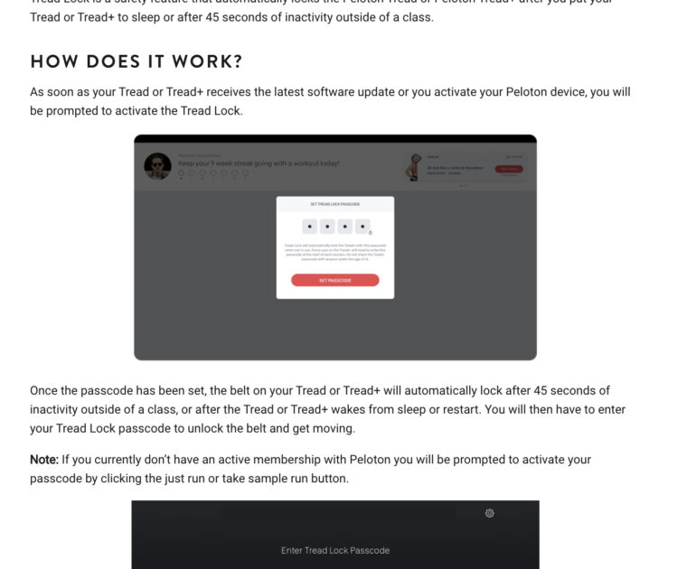 Peloton support page indicates Tread Lock is now for both Tread & Tread+