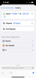 An automation set up on iPhone to vote 10 times a week for Cody Rigsby on Dancing With The Stars.