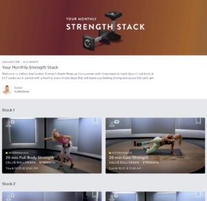 Screenshot of September Strength Stack Collection by Callie Gullickson from Peloton app.