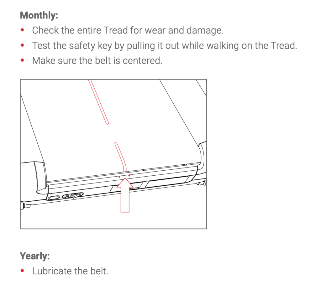 The Tread manuals hows how to check for the belt being centered.