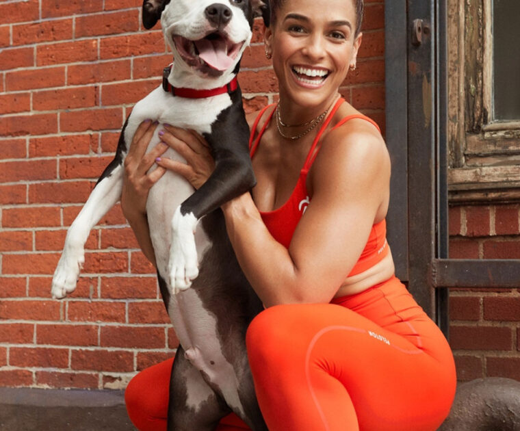 Jess Sims and her dog Shiloh. Image credit Peloton social media.