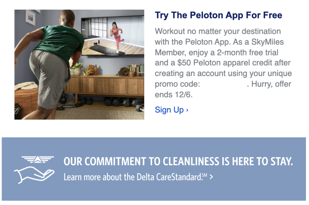 Screenshot of email sent from Delta about the new promotion.