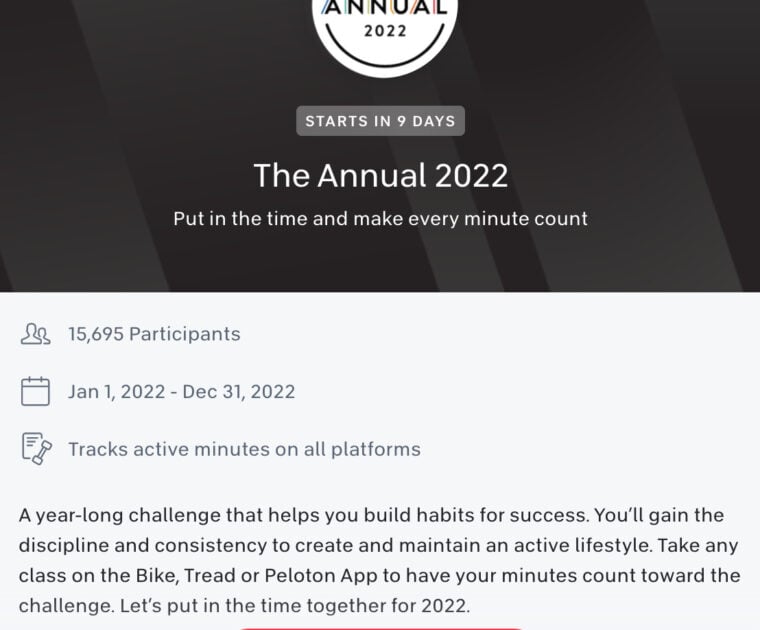 Peloton Annual 2022 Challenge