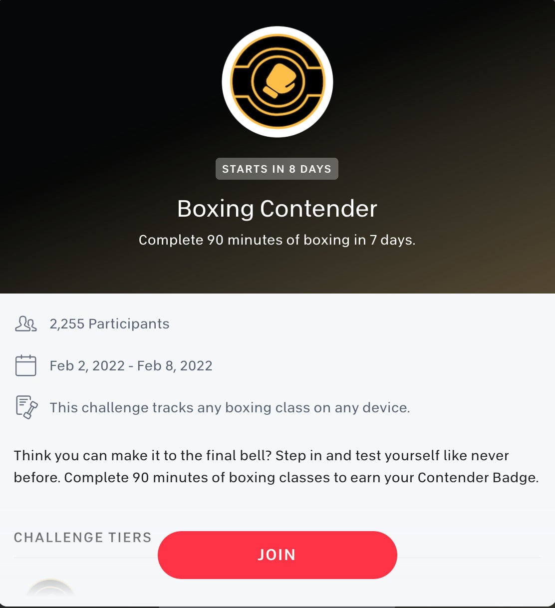 Peloton Boxing Contender Challenge