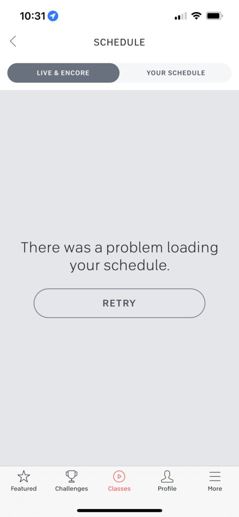 Outage on Peloton App