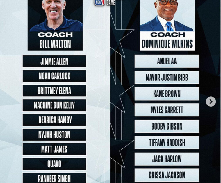 2022 NBA All Star Celebrity Game Line-Up. Image credit NBA Instagram.