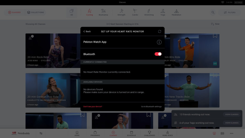 In the regular section of the Peloton Bike, when clicking into Settings -> Heart Rate, there is an info box about Apple Watch.