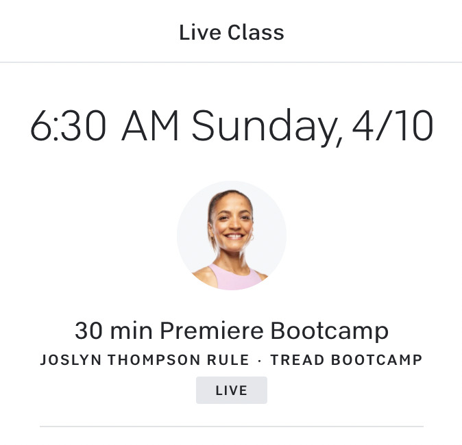 Premiere Tread Bootcamp class for Joslyn Thompson Rule