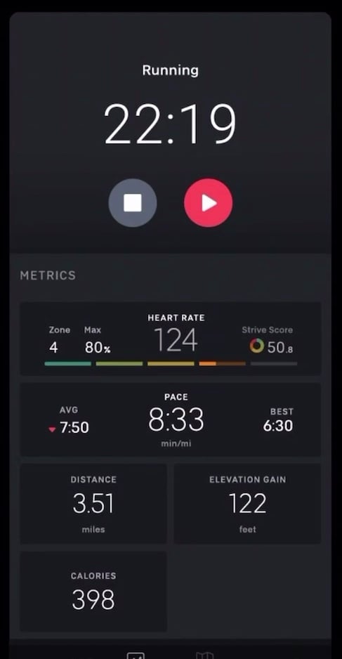 Screenshot of a "Outdoor Walking" class in the "Just Work Out" feature on the Peloton app.