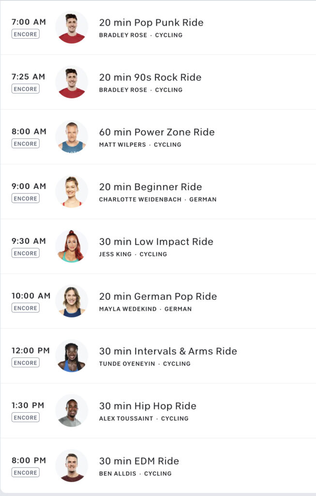 Screenshot of the Saturday, May 21 cycling schedule. Note there are a few UK live rides not shown taking place overnight.