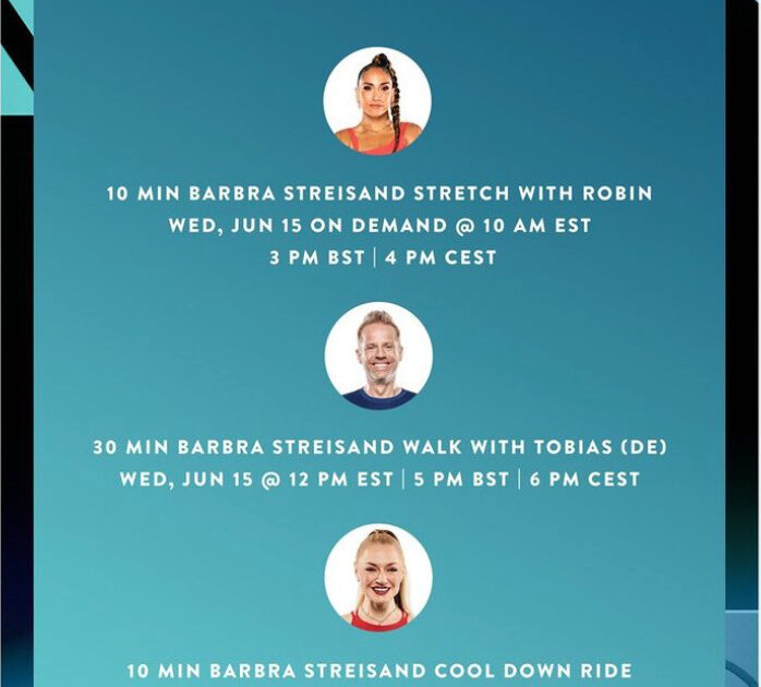 Peloton's Barbra Streisand artist series schedule. Image credit Peloton social media.