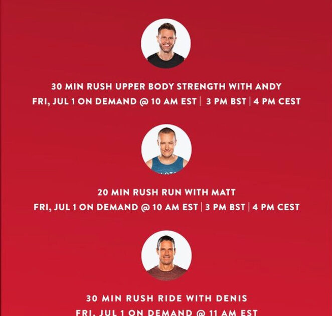 Peloton Rush artist series schedule. Image credit Peloton social media.