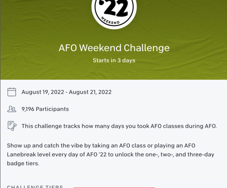 The All For One Weekend Challenge: August 19-21.