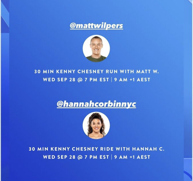 Kenny Chesney Peloton artist series. Image credit Peloton.