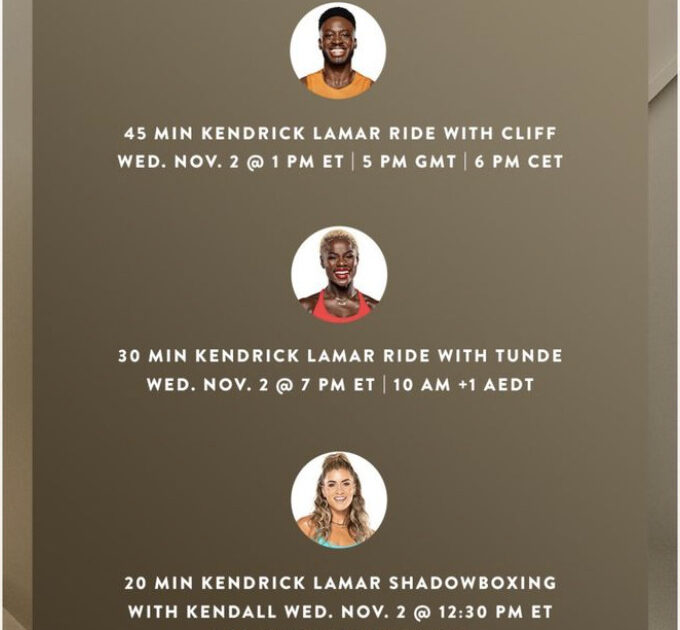 Peloton Kendrick Lamar artist series class list. Image credit Peloton social media.