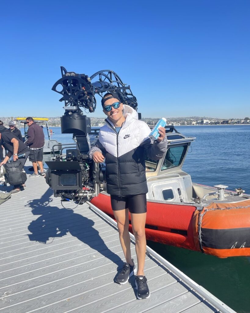 Matt Wilpers on location in California for a Peloton Scenic Row. Image credit @mattwilpers IG.