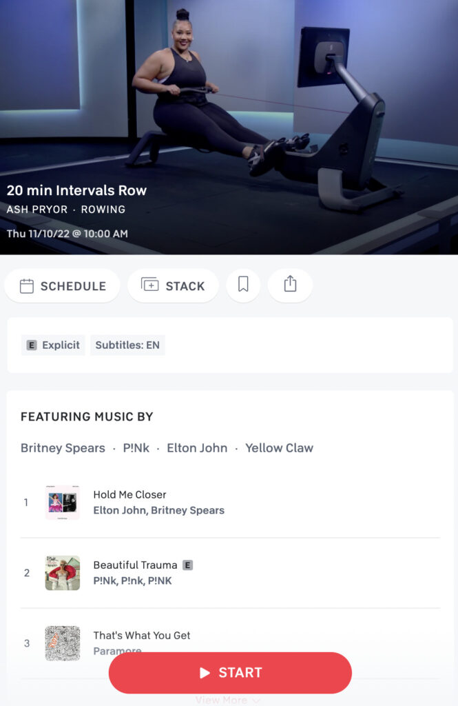 A Peloton rowing class by Ash Pryor that can be taken in the Peloton iOS app.