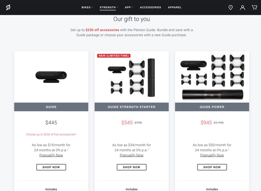 Discounts on Peloton Guide accessories for Black Friday in Australia.