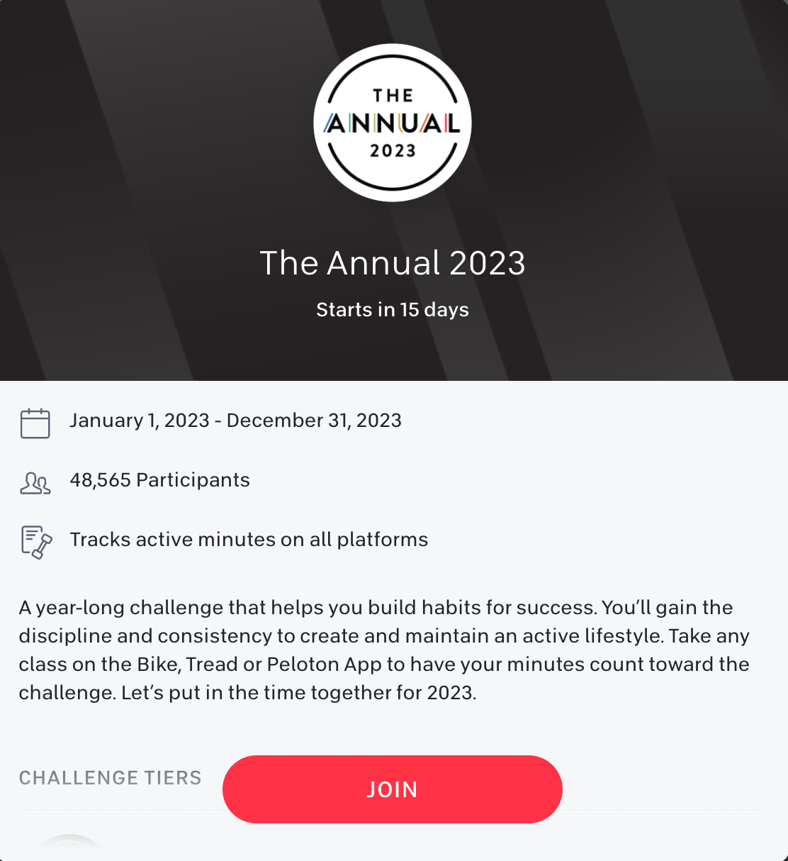 Peloton 2023 Annual Challenge