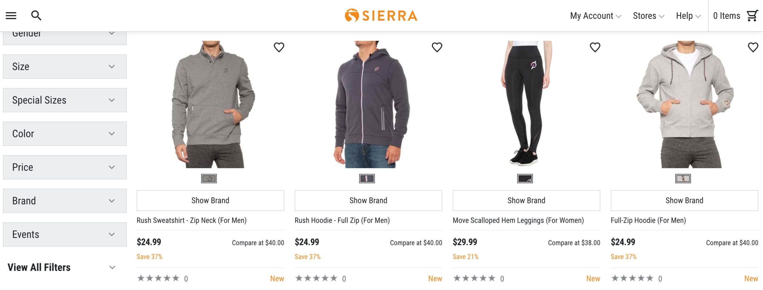 Peloton Apparel on Sierra's website.