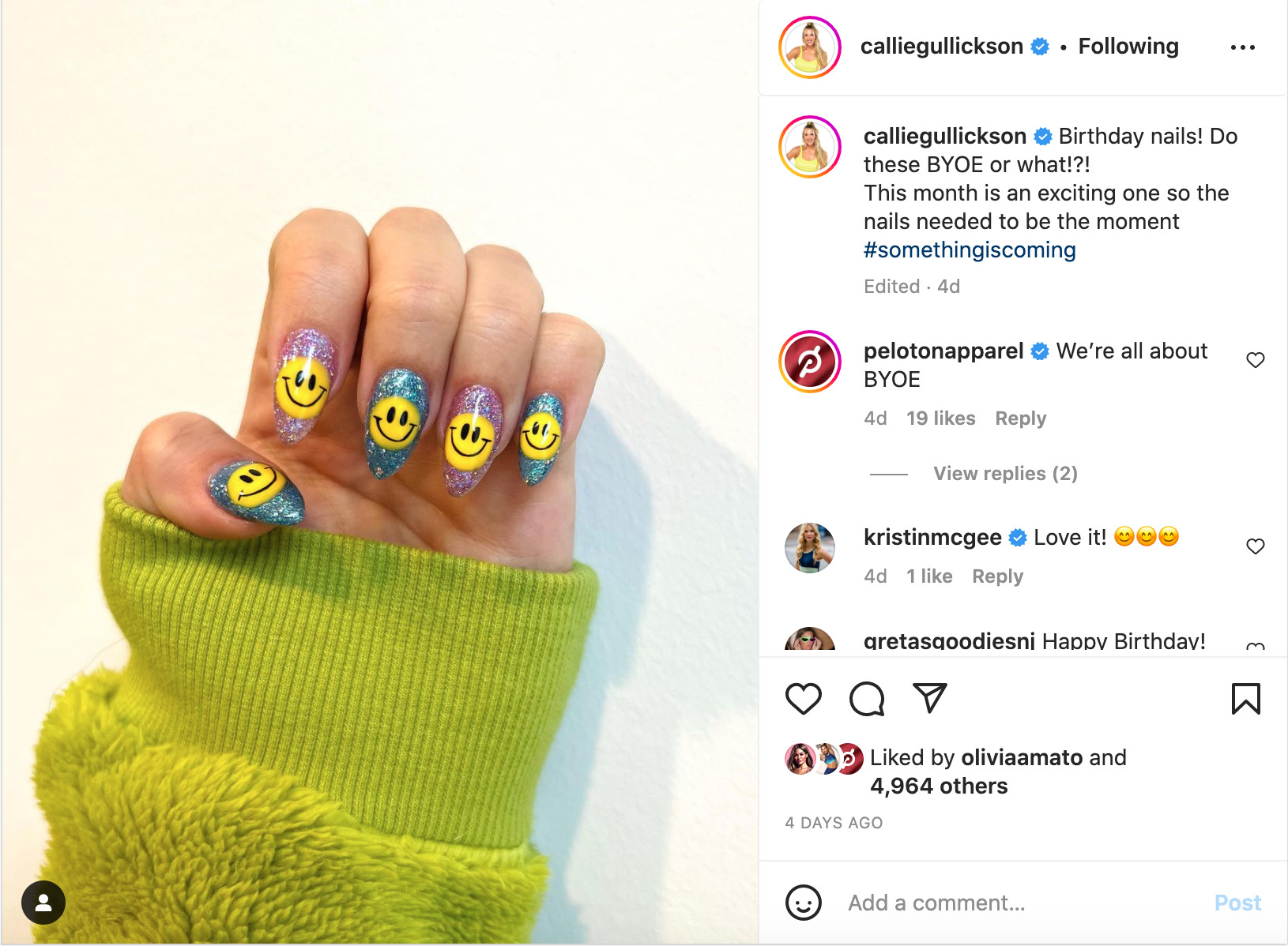 Callie Gullickson's Instagram post teasing announcements later this month.