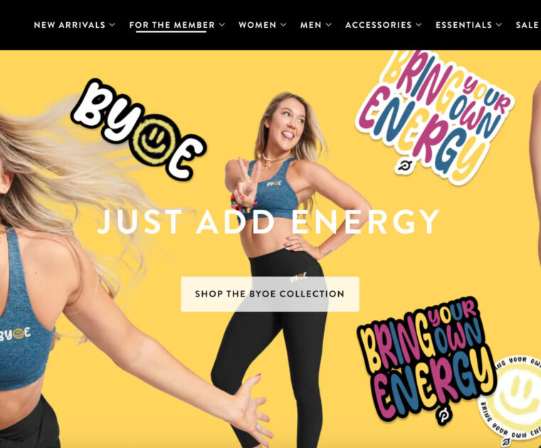 Callie Gullickson BYOE Collection on Peloton Apparel website.