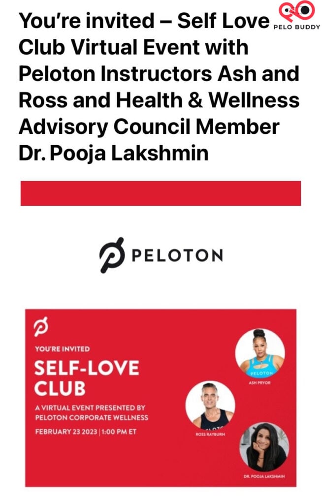 Peloton Self Love Club Virtual Event with Ash Pryor and Ross Rayburn
