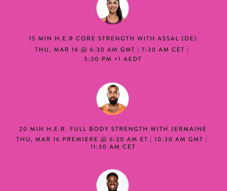 H.E.R. featured artist series schedule. Image credit Peloton social media.