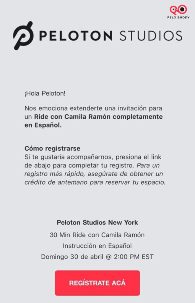 Invite to Camila Ramón class at PSNY.