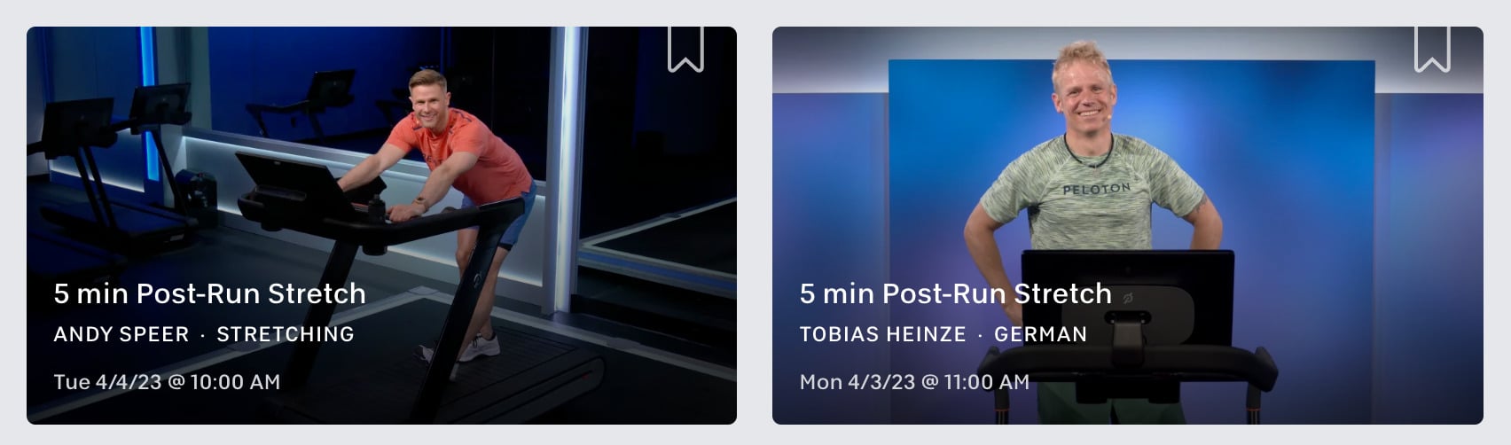 New post-run stretches with Andy Speer and Tobias Heinze that take place entirely on the Tread.