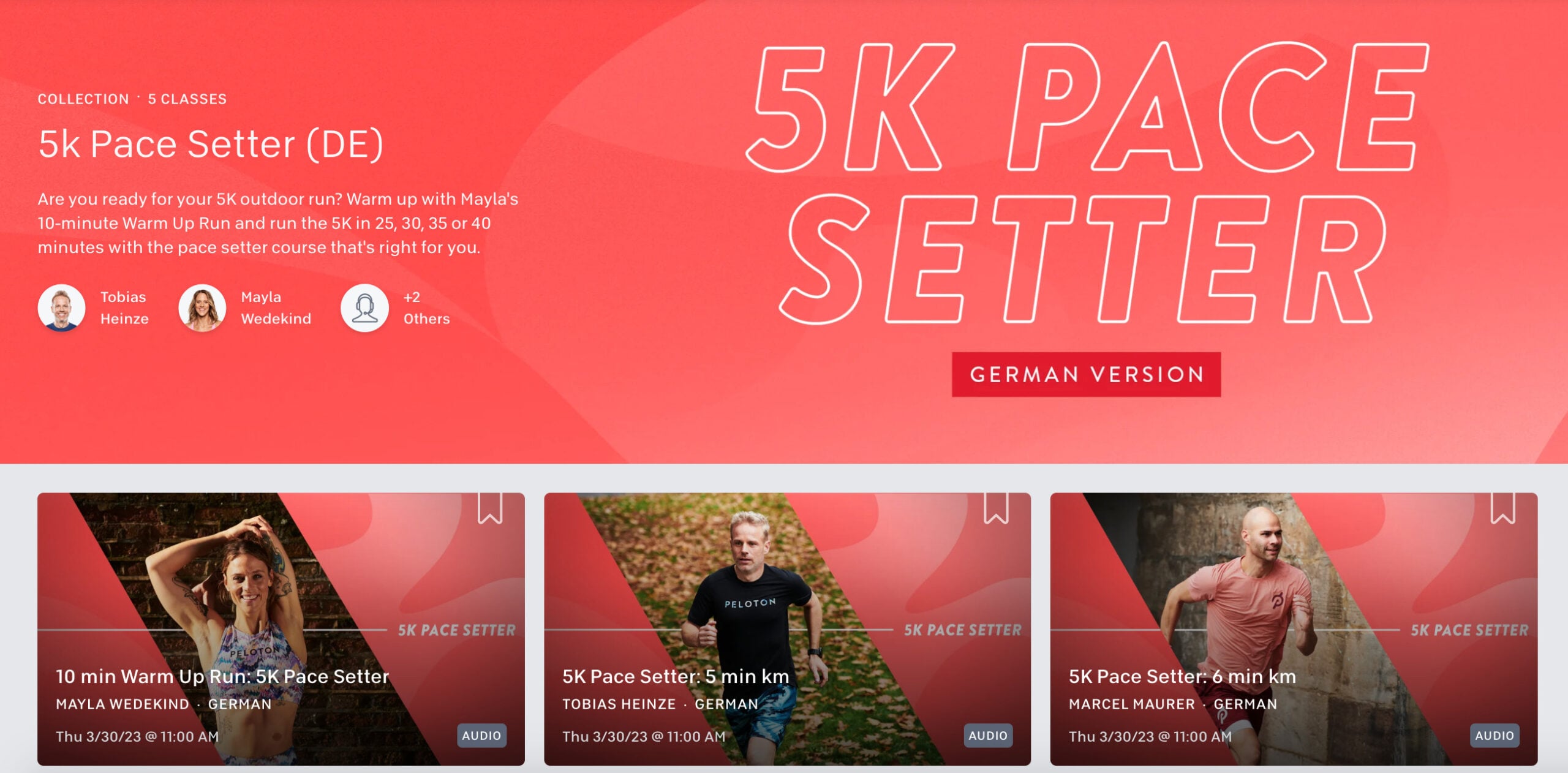 Peloton German 5K Pace Setter Collection.