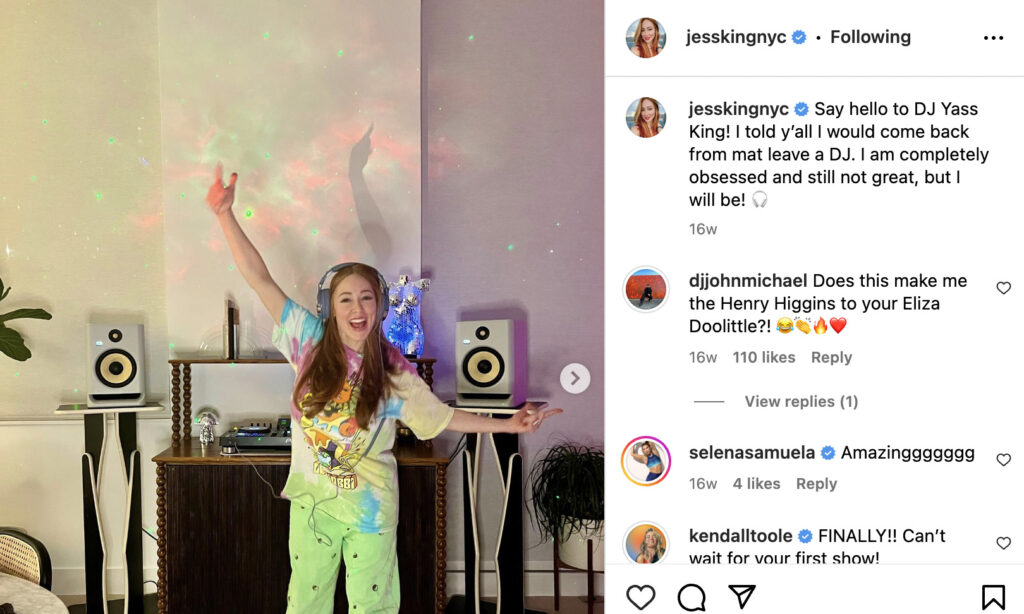 Jess King as DJ Yass King on social media.