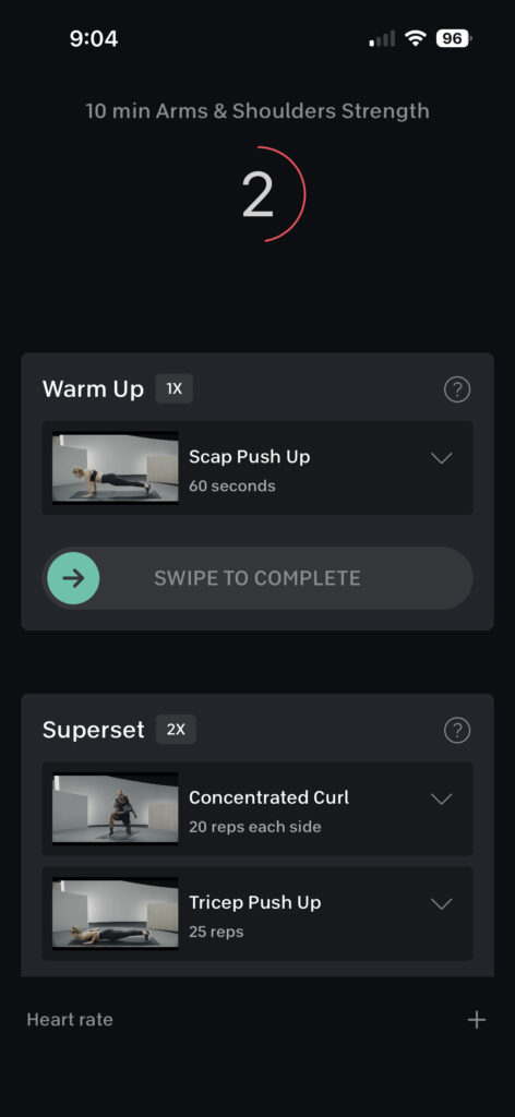You get a 3 second countdown once you click start to begin your Gym workout.