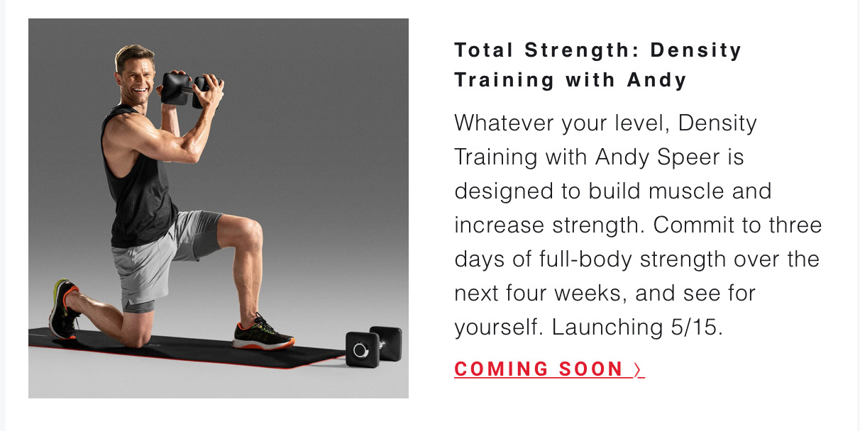 Peloton May "Workouts to Watch" email highlighting new program with Andy Speer.