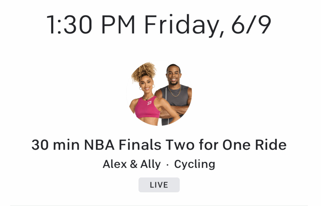 There will be several Peloton NBA Finals classes next week.