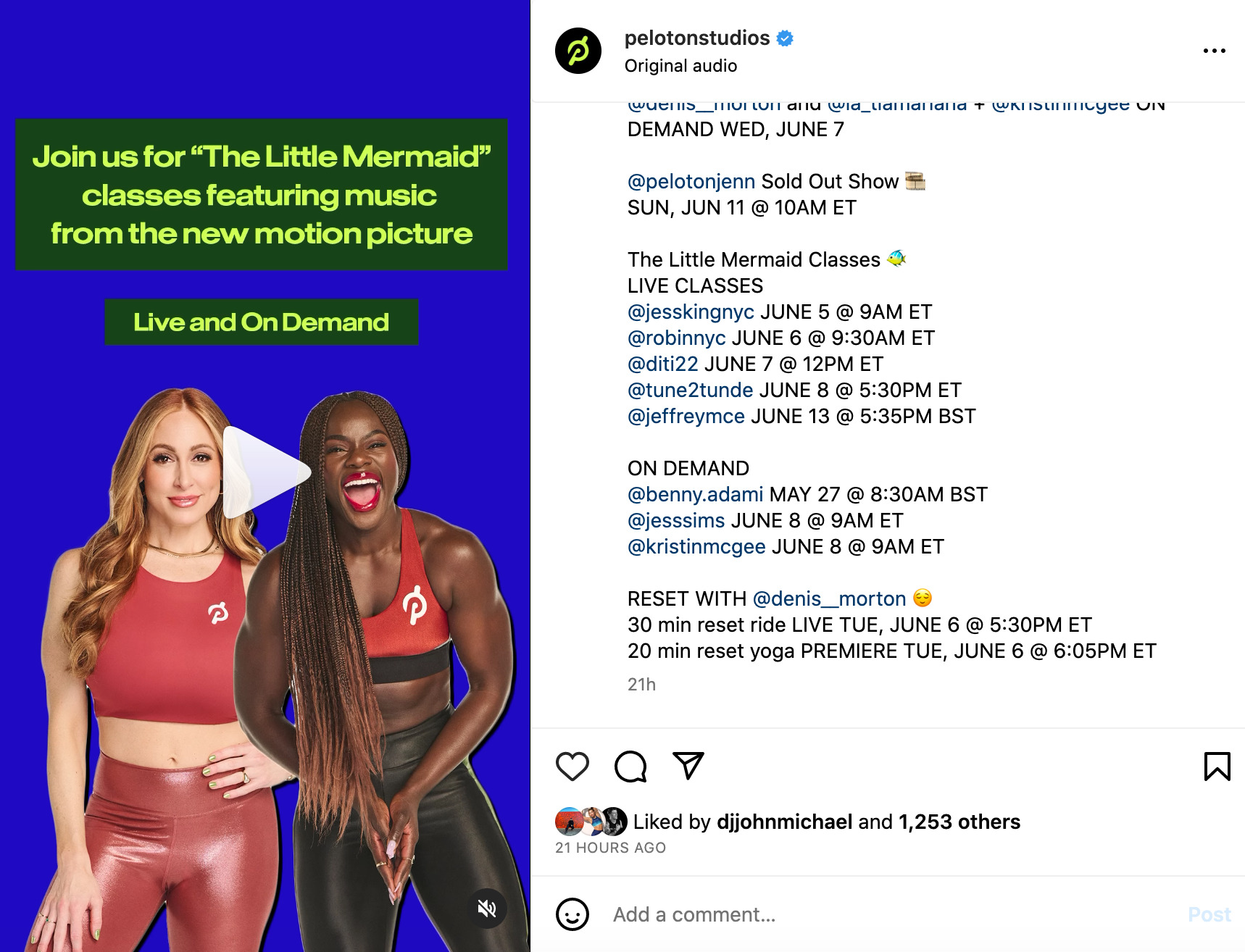 @PelotonStudios This Week at Peloton Instagram post.