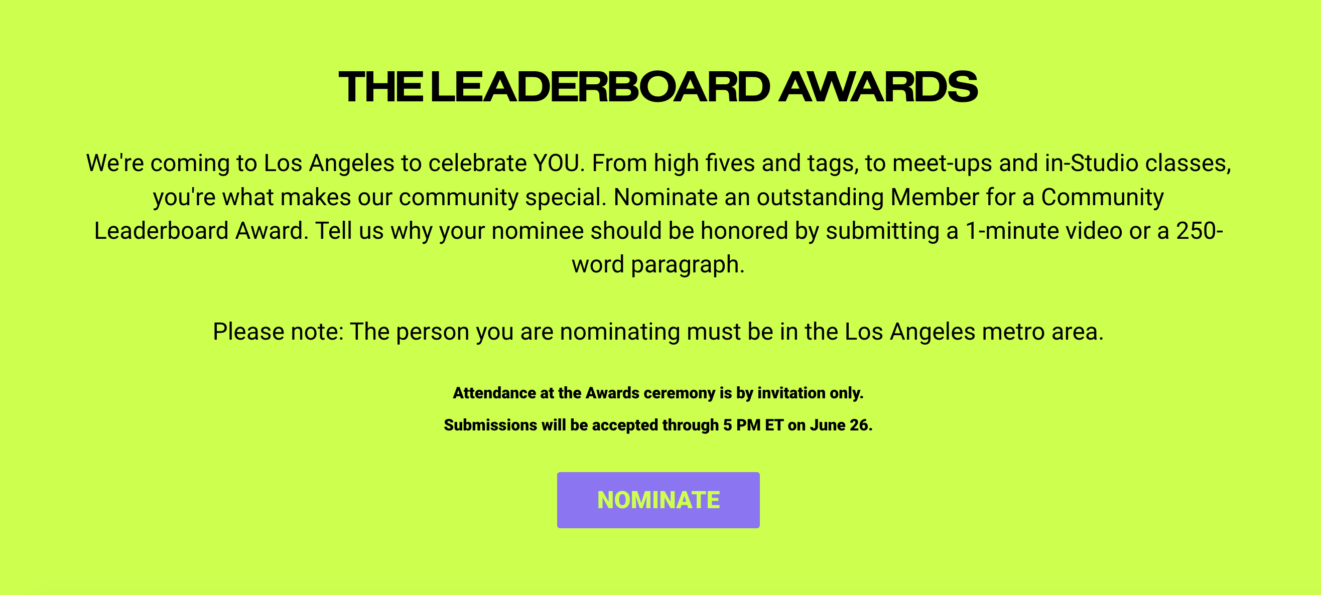 Peloton on Tour: Los Angeles leaderboard awards information.
