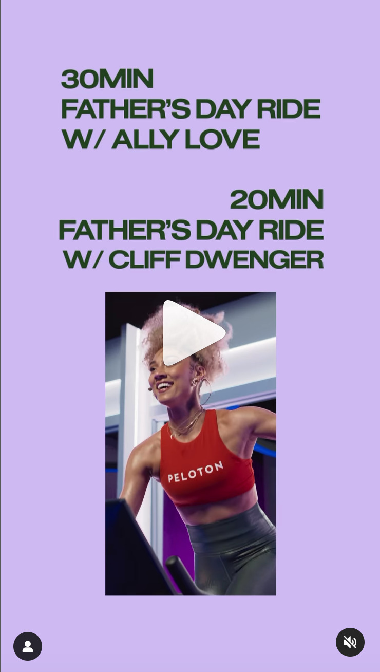 @PelotonStudios Instagram post regarding 2023 Father's Day content. Image credit Peloton social media.