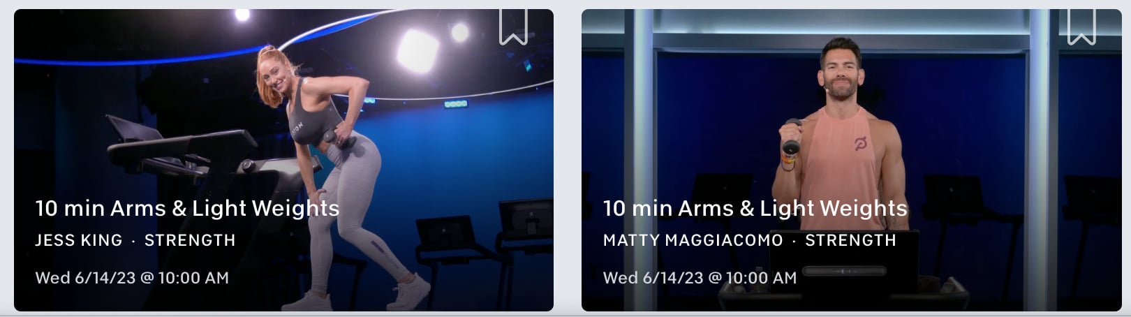 Arms & Light Weights classes filmed from a Tread in the on-demand library.
