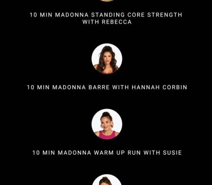 Peloton Madonna artist series schedule. Image credit Peloton social media.