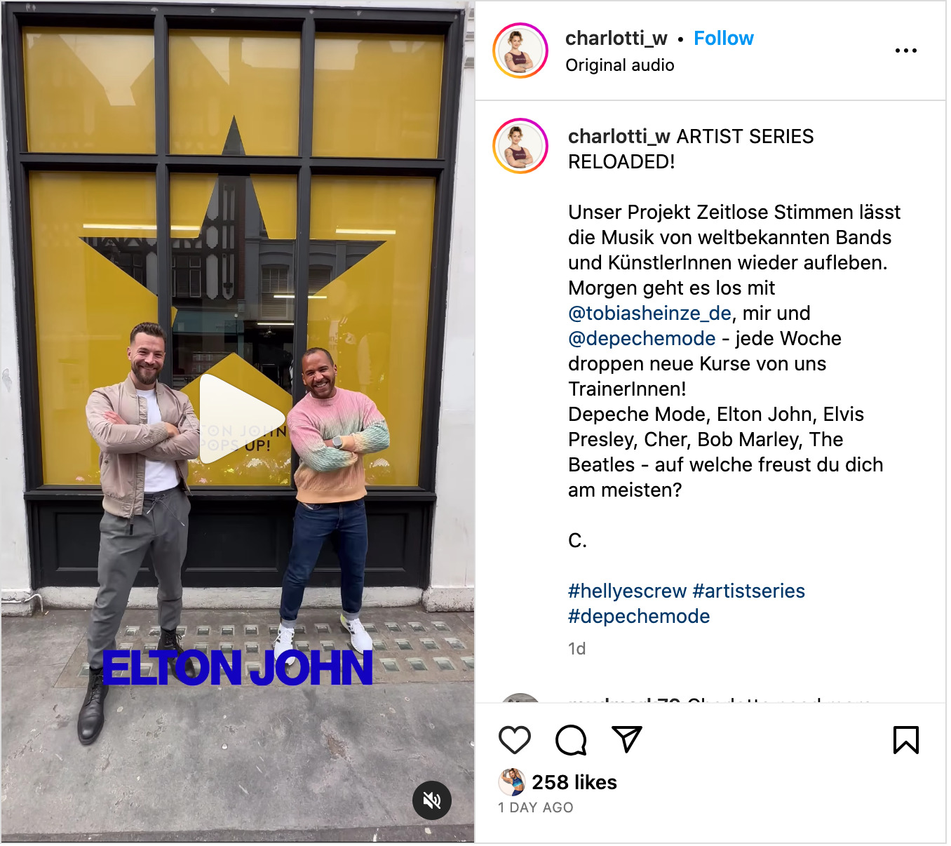 Charlotte Weidenbach's Instagram post announcing German artist series installments.